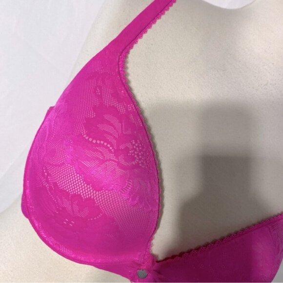 Victorias Secret Hot Pink Lace Body By Victoria Push Up Bra 36D - Picture 11 of 12